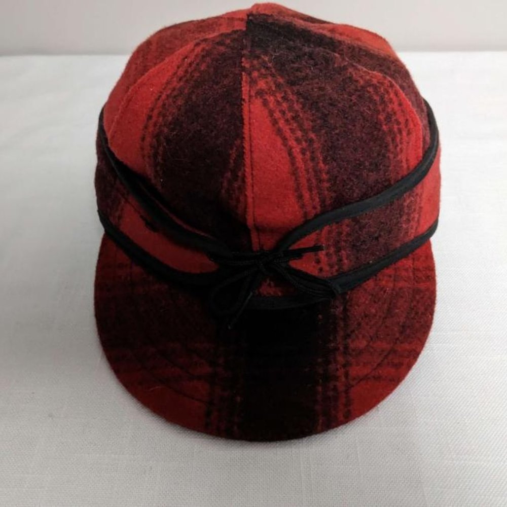 Stormy Kromer Made In U.S.A The Mackinaw Cap Red+Black Size 6 7/8